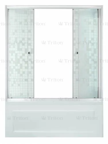 Стеклянная штора для душа Triton 150 Мозаика, 2 двери, раздвижная