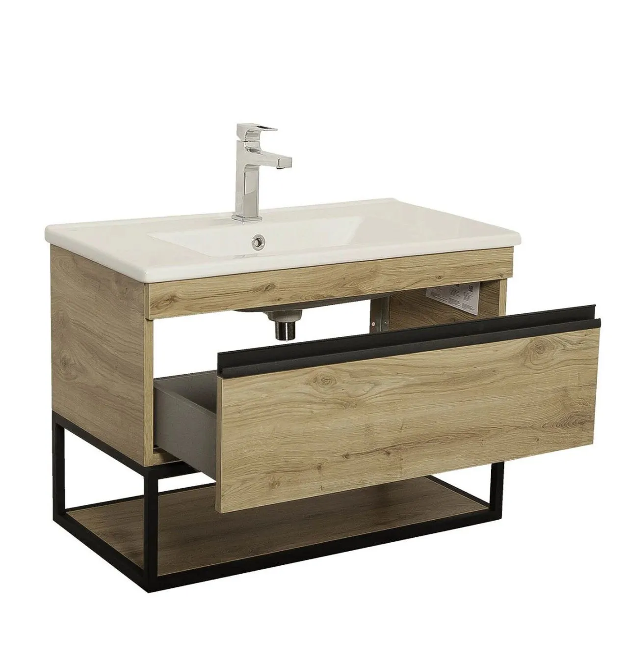 Тумба подвесная AQUARODOS "IRON-LOFT" 100 см севилья в комплекте со столешницей TAB-IRON-100-WHITE-GLOSS в интернет-магазине Sumom.kz