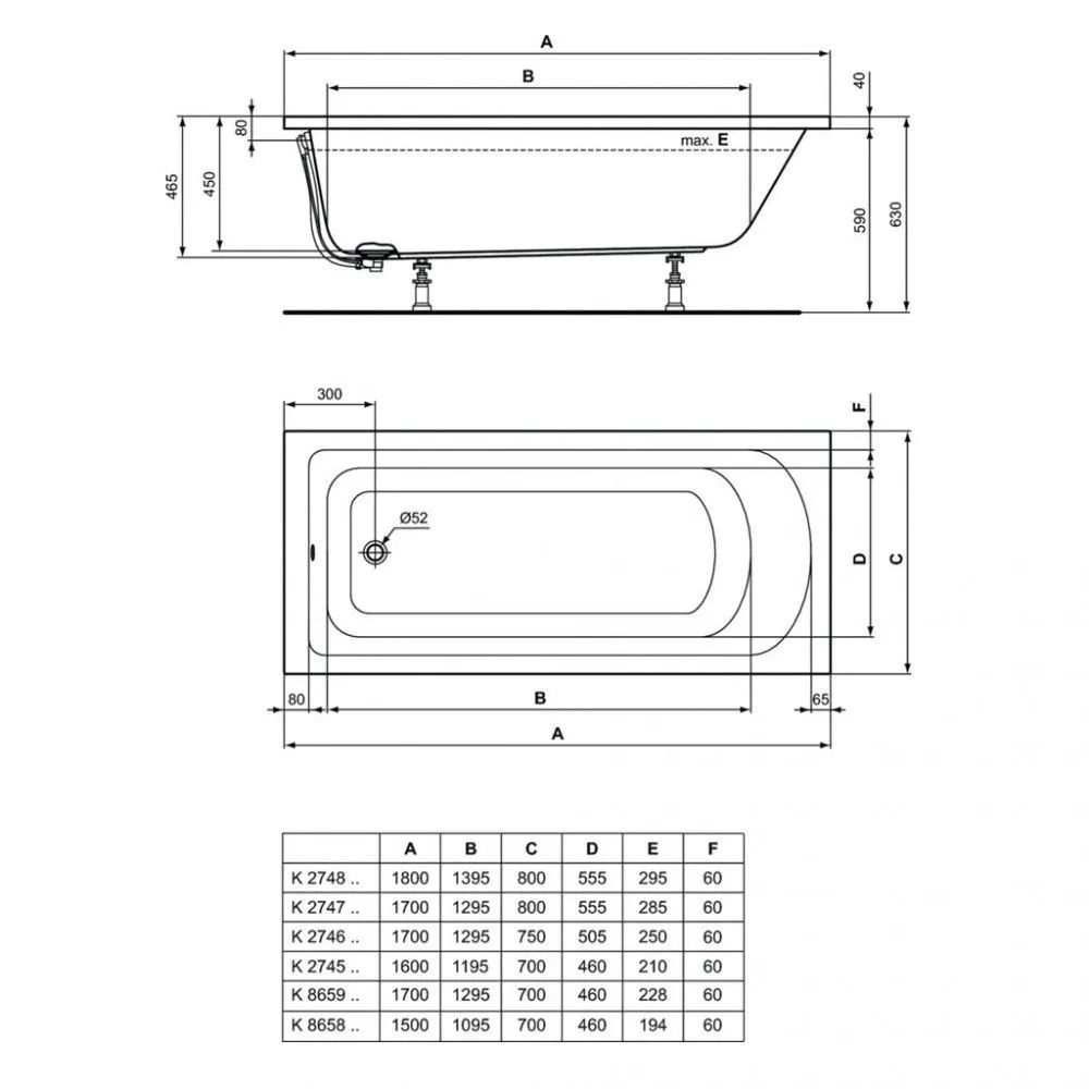 Схема товара Акриловая ванна Ideal Standard Hot Line 170x70 K865901
