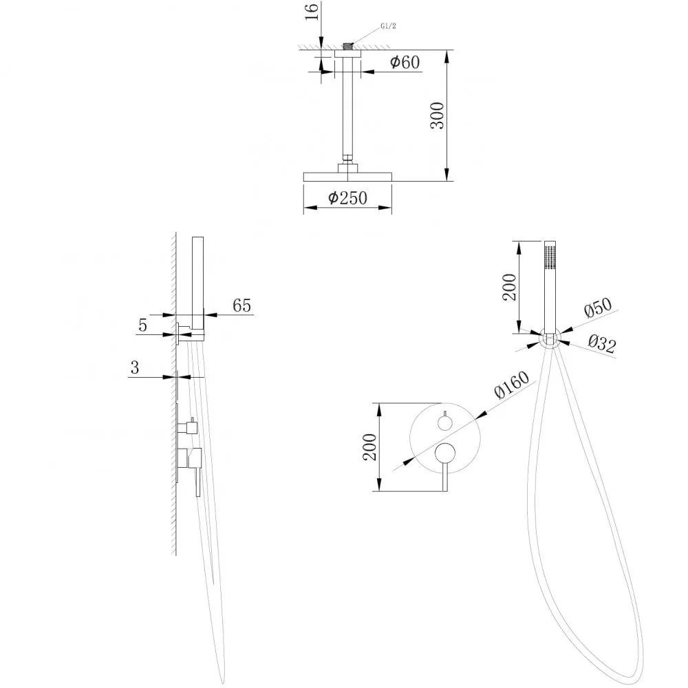 Душевая система ABBER Emotion AF8821B скрытого монтажа без излива, черная матовая в интернет-магазине Sumom.kz