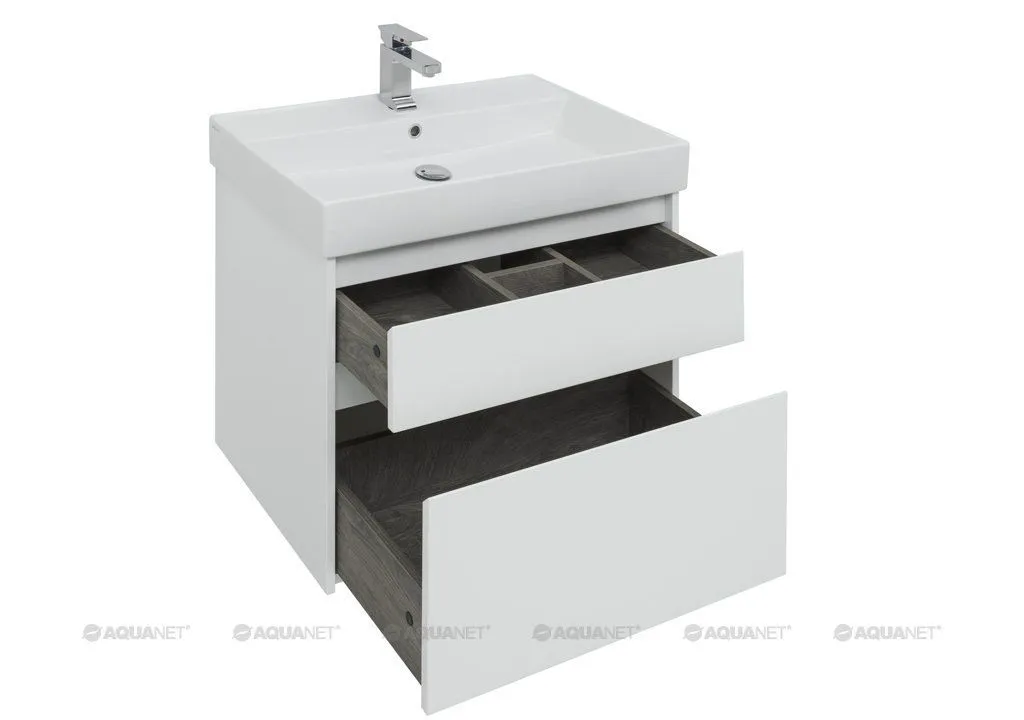 Тумба-умывальник Aquanet Nova Lite 75 белый (2 ящика) (242272+242338) в интернет-магазине Sumom.kz