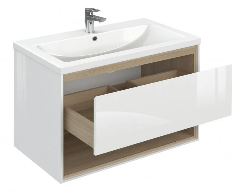 Тумба под умывальник Cersanit LOUNA 80 c умывальником Como 80 в интернет-магазине Sumom.kz