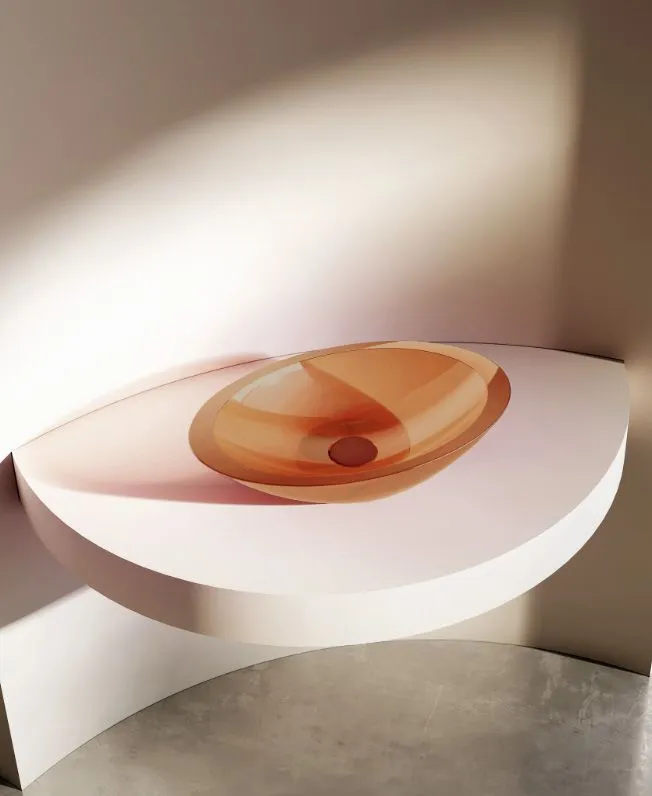 Раковина накладная прозрачная ABBER Kristall AT2810Topas оранжевая в интернет-магазине Sumom.kz