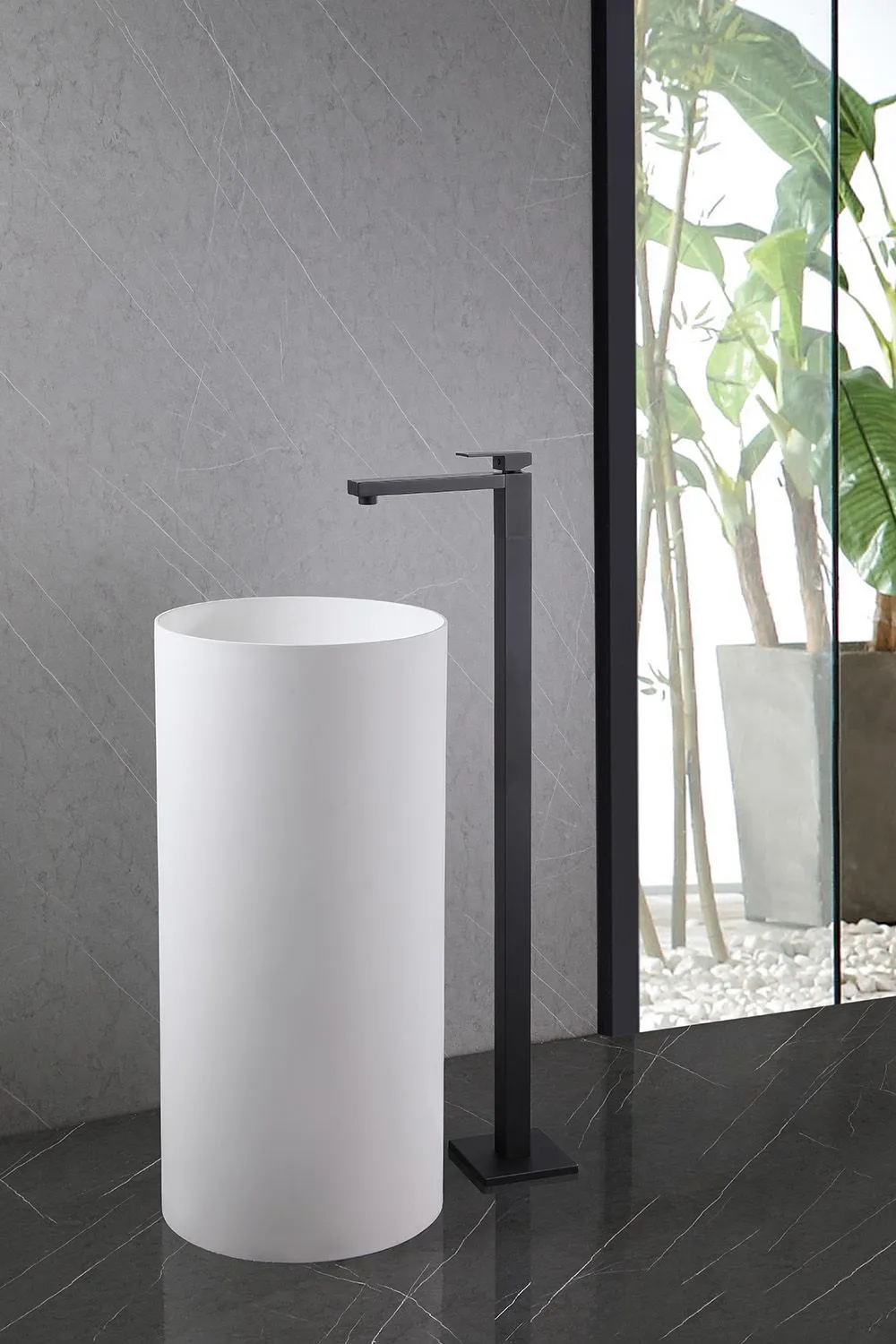 Смеситель ABBER Daheim AF8241B напольный для раковины, черный матовый большой выбор под ваш дизайн!