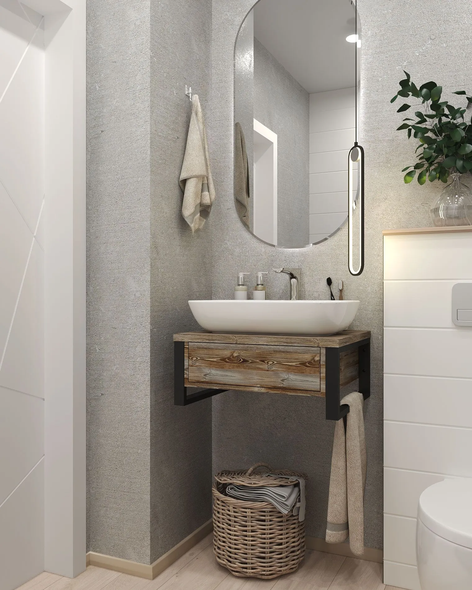 Тумба 1Marka GRUNGE LOFT 60П 1в.я Дуб Намибия Ц0000001579 в интернет-магазине Sumom.kz