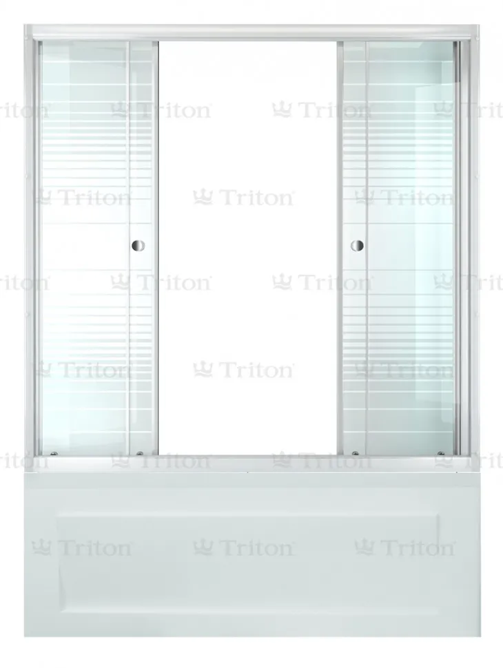 Стеклянная штора для душа Triton 150 Полосы, 2 двери, раздвижная