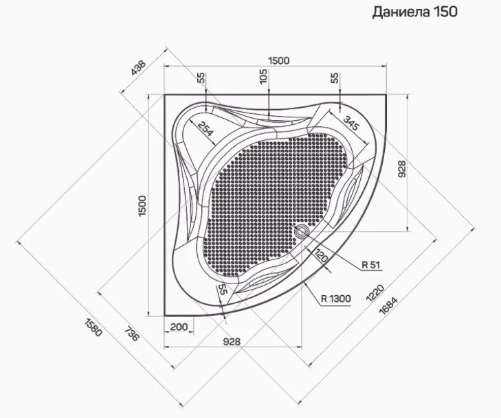 Схема товара Акриловая ванна 1МарКа Daniela 150x150 