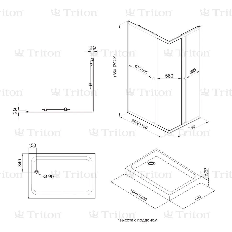 Душевое ограждение Triton "Вента-Блэк" 120х80 с поддоном Щ0000054464 в интернет-магазине Sumom.kz Душевое ограждение Triton "Вента-Блэк" 120х80 с поддоном Щ0000054464 в интернет-магазине Sumom.kz