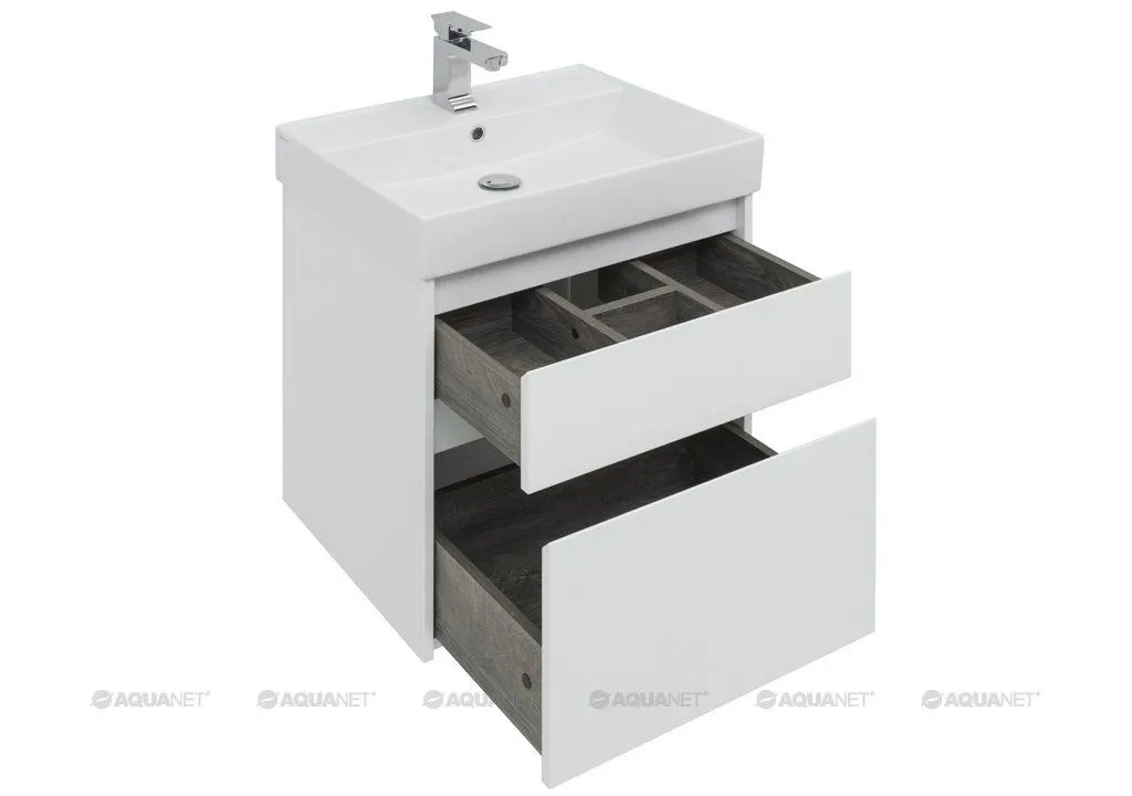 Тумба-умывальник Aquanet Nova Lite 60 белый (2 ящика) (242575+242905) в интернет-магазине Sumom.kz