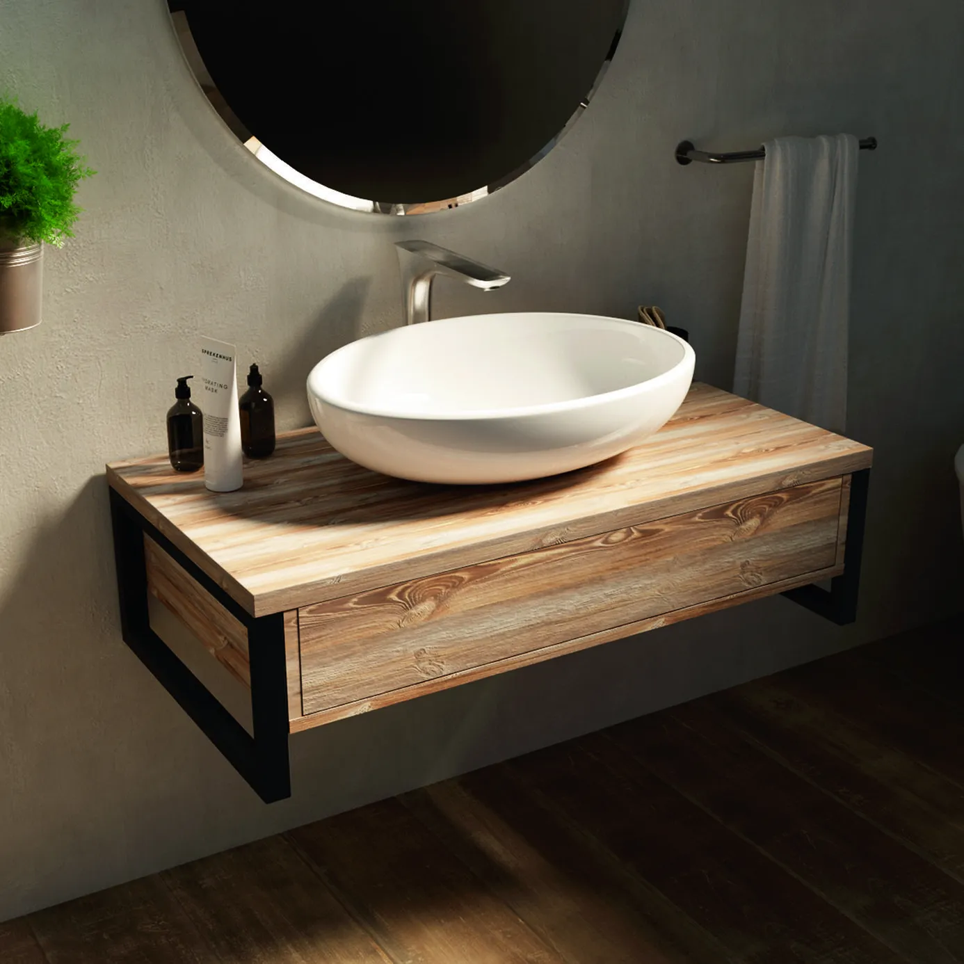 Тумба 1Marka GRUNGE LOFT 70П 1в.я Дуб Намибия Ц0000015941 в интернет-магазине Sumom.kz
