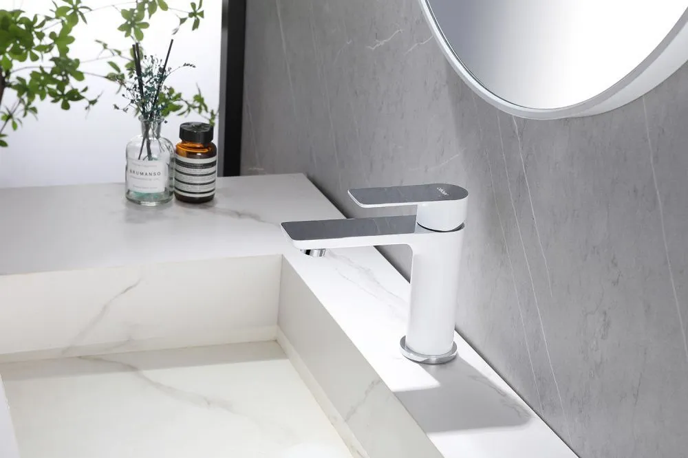 Смеситель ABBER Weiss Insel AF8010W для раковины, белый-хром большой выбор под ваш дизайн!