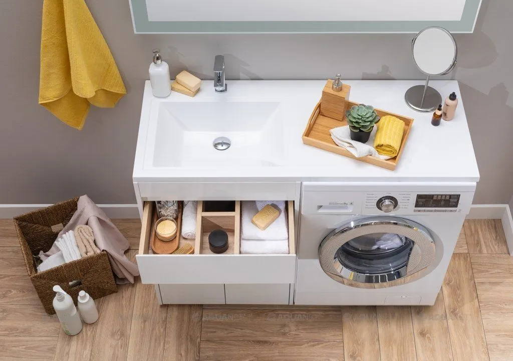 Тумба-умывальник Aquanet Токио 120 L белый 237745 + 235499 в интернет-магазине Sumom.kz