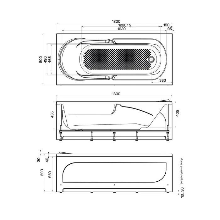 Схема товара Акриловая ванна 1Marka Даная 180x80
