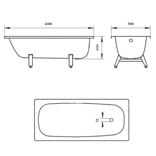 Схема товара Стальная ванна Donna Vanna 120x70 DV-23901